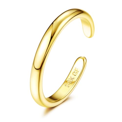 Fasacco 14K Gold Fillled Toe Rings For Women Hug Cz Triple Simple Band Toe Rings Adjustable Toe Rings Band cover