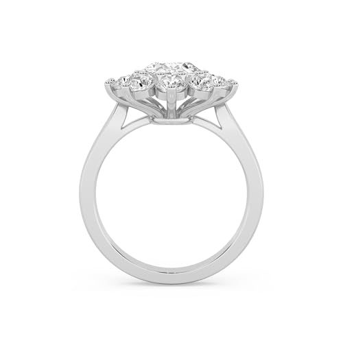 SAVEARTH DIAMONDS Halo Floral Style, 0.85 Ctw to 3.50 Ctw Oval And Round Lab Created Moissanite Engagement Ring For Women 10K / 14K Solid Gold or 925 Sterling Silver | VVS1 Quality3