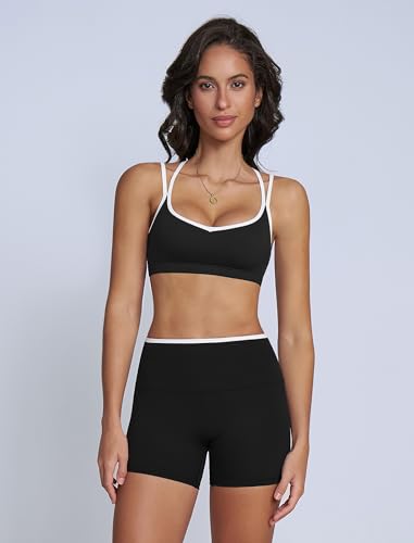 Sujetador deportivo para mujer y pantalones cortos de cintura alta en conjunto de ropa de yoga de dos piezas 4