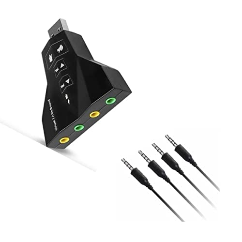 Placa de Som USB 7.1 Canal Virtual Com 4 Portas Conexão P2 Para Microfone e Fone De Ouvido 4 Saídas