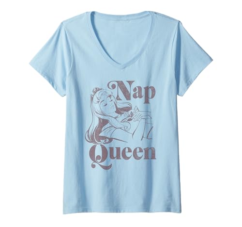 T-shirt col V Disney Aurore pour femme | Pyjama Nap Queen pour fan de La Belle au Bois Dormant