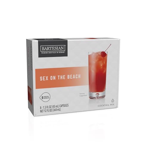 Bartesian Sex on The Beach Cocktail Mixer Capsules, Pack of 8 Cocktail Capsules, for Bartesian Premium Cocktail Maker (55422)