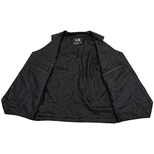 Image of Milwaukee Leather Men's Premium Leather Western Style V-Neck Motorcycle Rider Vest with Front Snap Closure |LKM|ML|SH