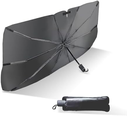 Un1que Car Windshield Sun Shade Protector- Foldable Car Shades for Windows, 3 Layers UV Block Umbrella, Front Window Heat Insulation Car Accessories for SUV, Hatchback, Sedan (Medium Size)