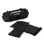 Titan Fitness 25-75 LB PRO Strongman Sandbags, Double Layer, 1050D Cordura, Black, Carry Home Gym Training