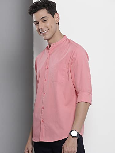 Image of The Indian Garage Co Men's Cotton Regular Fit Solid Full Sleeves Mandarin Collar Casual Shirt