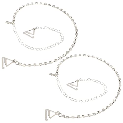 Besportble Rhinestone Bra Strap: Adjustable Invisible Anti- Skid Strap Flashing Sparse Nonskid Bra Belt Lingerie Straps For Women Girls Dress 1Pair #TOP24