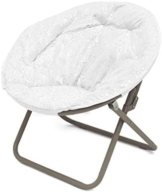 Heritage Kids Faux Fur Cheetah Foil Saucer Chair, White, Ages 3+