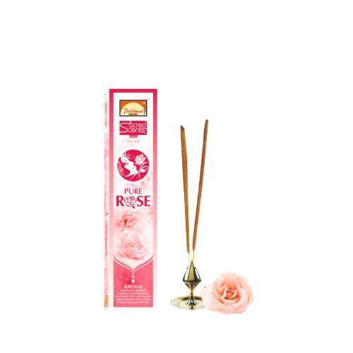 Image of Parimal Pure Rose Agarbatti (145-155 Sticks) (288 gm) | Burning Time - 45-60 Min | Sacred Scents Natural Incense Sticks | Fresh Rose Fragrance for Meditation, Relaxation & Home| (Pack of 12, 24g Each)