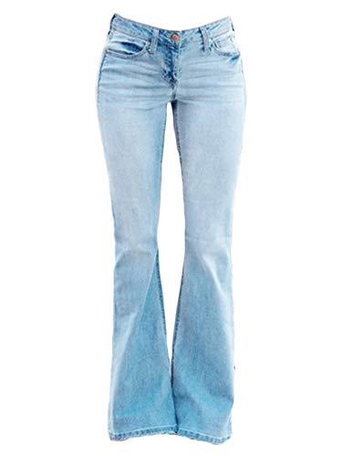 Andongnywell Mid Waisted Jeans for Women Fashion Baggy Denim Pants Loose Wide Leg Straight Jeans Boot Cut Trousers