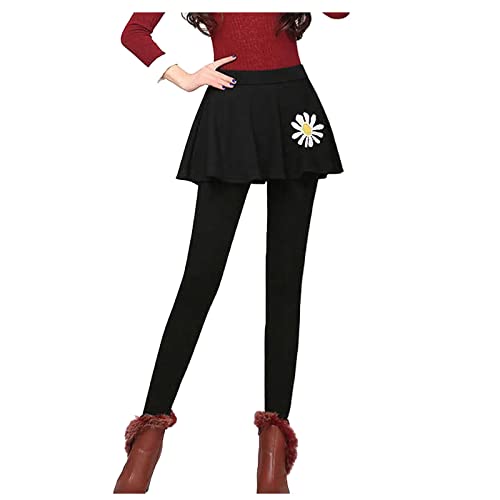 Lmsxct Women Fleece Lined Leggings With Skirt Attached Golf Skirt With Legging Winter Tennis Skirted Leggings Exercise Hiking C-Black #TOP12