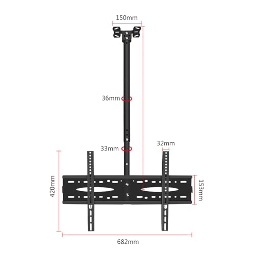 Support plafond TV 40-70 pouces réglable en hauteur et inclinable