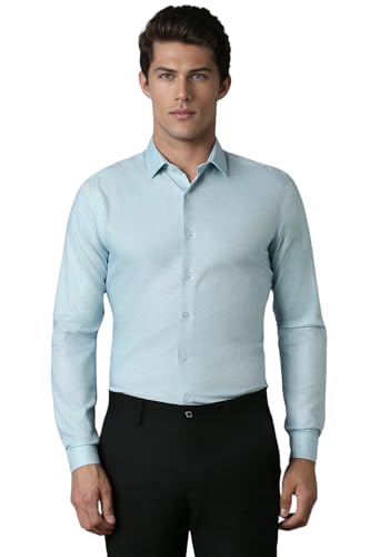 Image of Louis Philippe Men's Cotton Slim Fit Textured All Day Comfort Formal Shirt