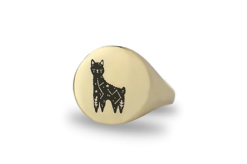 Bague signet lama gravée en acier inoxydable pour femme