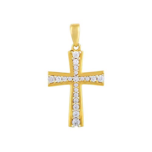Pendentif croix en Or 750/1000 : un bijou scintillant anti-ternissement avec oxydes 305058