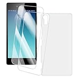 OAGELIM 2er Pack Bildschirm Schutzfolie + Hülle Kompatibel mit Lenovo Vibe Shot Z90-7 (5 Zoll) Künstlerisch Bedruckte Hülle & Gehärtetes Glas Kratzfest (Weiß)