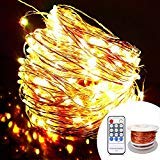 OrgMemory Copper LED Fairy Lights, (80 Ft, 240 LEDs, Warm White, UL Listed Power Adapter), Room Lights, Garland Lights with Remote for Wedding, Xmas, Outdoor and Indoor Room Decor