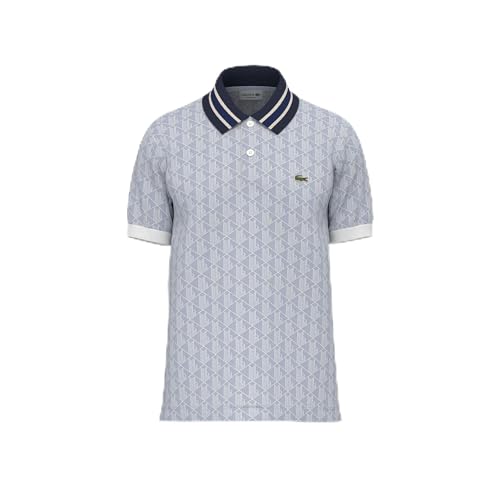 Lacoste Men's Short Sleeve All Over Print L Color Blocked Polo Shirt and Contrasting Collar