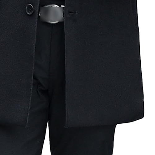 JEKE-DG Men's Single-Breasted Wool Hooded Coat Casual Mid-Long Trench Coat With Detachable Hoodie Overcoat 6