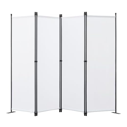 Angel Living Biombo Separador de 4 Paneles, Decoración Elegante, Separador de Ambientes Plegable, Divisor de Habitaciones, 225X165 cm (Blanco)