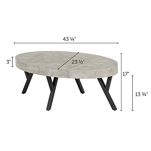 South Shore City Life Coffee Table-Concrete Gray And Black, Oval #TOP7