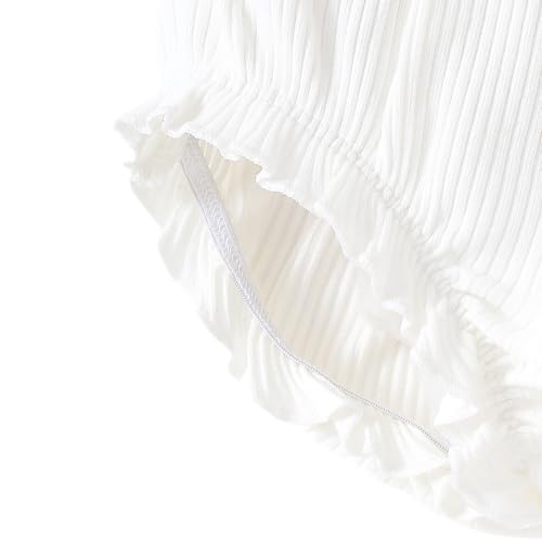 image for SOBOWO 3-Pack Bloomers for Baby Girls Diaper Covers Ribbed Ruffle Soli