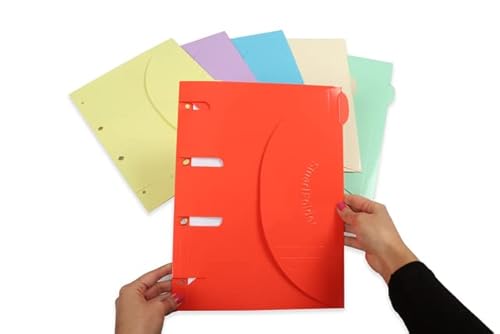 Djois, 111305 - Perforierter Smartfolder, laminiert, mit Register, A4, sortiert, 6 Stück, Ordner, Trennblatt, Dokumentenhalter, Büro, Zuhause, Schule, Organisation, Dokumente, praktisch, langlebig