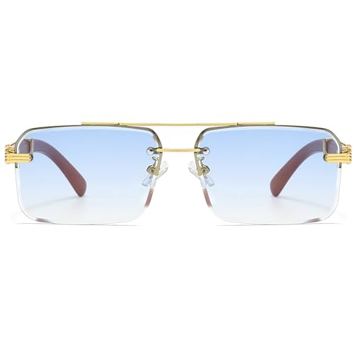 Image of Fashion Rimless Rectangle Sunglasses Mens Womens Frameless Square Sun Glasses UV 400