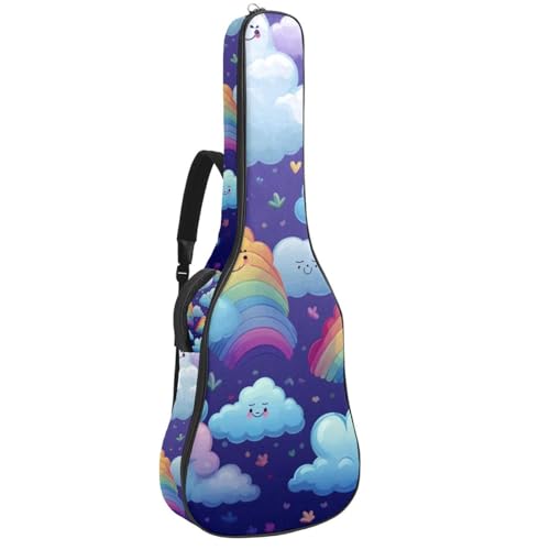 Beau étui pour guitare acoustique au motif artistique multicolore