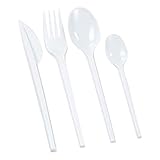 1-PACK Einweg-Besteck ECO-LINE, 100x Gabel + 100x Messer + 200x Löffel, weiß, 400 Stk. / Klassische Ausführung aus Polystyrol. Sehr Preiswert
