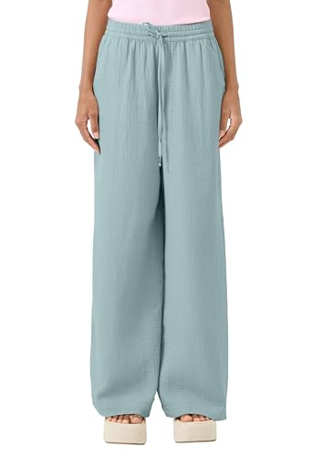 Pantalon long fluide jambe large bleu vert taille 36 vêtement tendance femmes
