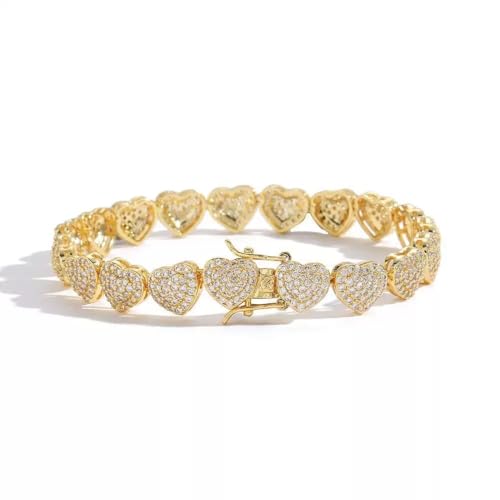 Moissanite bracelet for women's fashion decoration, 18K gold Roman heart bracelet suitable for wives, mothers, and female friends, tennis bracelet, holiday gift