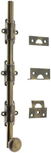 idh by St. Simons 11280-005 Premium Quality Solid Brass Heavy Duty Surface Bolt with Round Knob, 18-Inch, Antique Brass