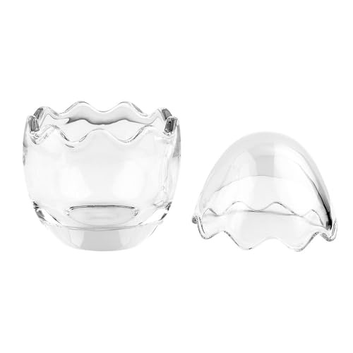 Ideen mit Herz Glas-Ei | 2-teilig | Abnehmbarer Deckel | befüllbar | klar | transparent (14,2 cm hoch | Ø 10,1 cm | 1 Ei)