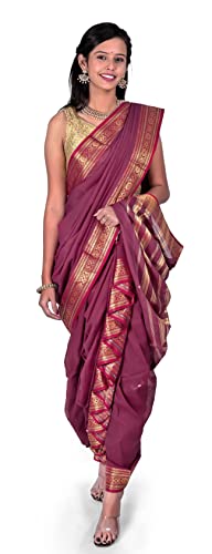 Aradhana Fashion Women's Cotton Woven Nauvari Saree with Blouse P...