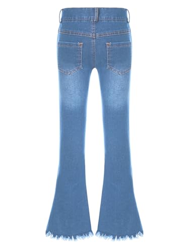 Kids Girls Flare Jeans Bell Bottom Teen Denim Pants Flared Ripped Split Raw Hem Jeans with Pockets2