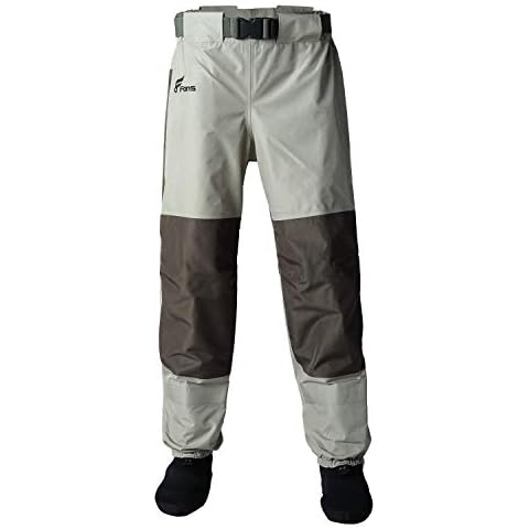 8 Fans Mens Womens Waist Waders,3-Ply Durable Breathable Waterproof Stockingfoot Insulated Wading Pants for Fishing Kayaking Size XL Khaki Cover