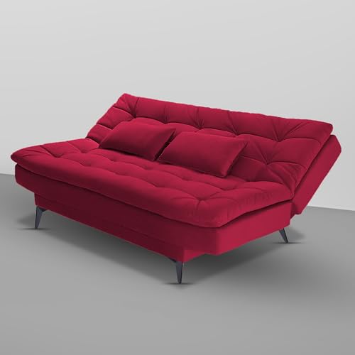 Image of Krancy 3-Seater Sofa Cum Bed for Living Room, Office & Home | Premium Fabric Sleeper Sofa Set with 1 Year Warranty | Comfortable Sofa for Guests, Lounge & Small Spaces (Red)