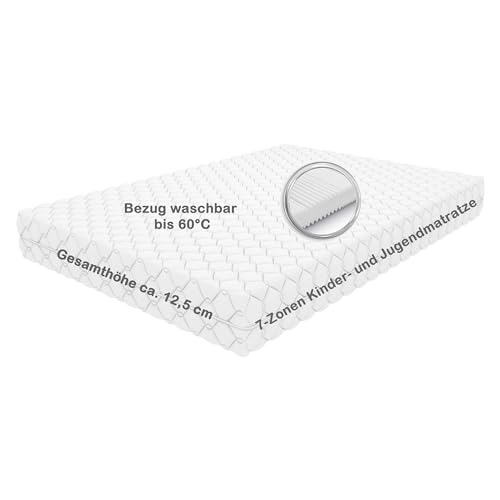 Mountbeaver Teen 7-Zonen Kinder- und Jugendmatratze 90x200 weich, ca. 12,5 cm Gesamthöhe, Bezug waschbar bis 60 Grad, Oeko-TEX® 100