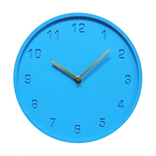 GJFZMD Wandkunst Wanduhr 10 Zoll Nordische Licht Luxus Zement Pendel Wanduhren Silent Design batteriebetrieben for Home Küche Wohnzimmer Moderne Dekor (Color : Blue, Size : B) Cover