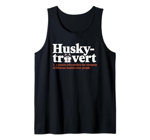 Husky-trovert Husky Siberiano Humor Definición Introvertido Camiseta sin Mangas