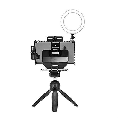 リモコンとレンズアダプタリング/ビームスプリッタが付いているYouTube Tiktok FacebookのビデオライブストリーミングスマートフォンタブレットDSLRカメラのためのポータブルテレプロンプター 70/30ガラス (Color : Q)