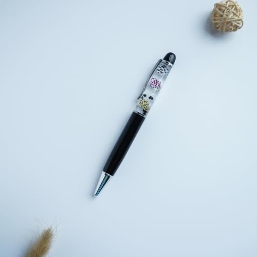 Image of Leopard Heart Ballpoint Pen Unique Floating Glitter Stationery Perfect Valentines Birthday Party Favor Gifts(Black)