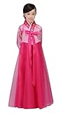 CBTRFASHION Korean Girls Kids Children Hanbok Costume Dress Outfit Set (Red Pink, 4-5Years(110cm))