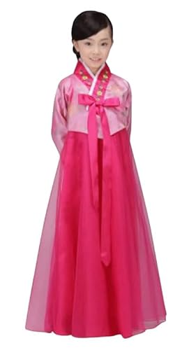 CBTRFASHION Korean Girls Kids Children Hanbok Costume Dress Outfit Set (Dark Pink, 10-12Years(150cm))