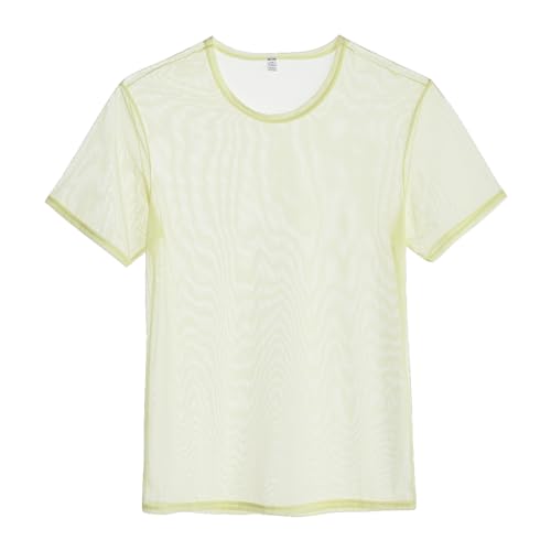 Men's See Through T-Shirts Sexy Mesh Shirt Sheer Short Sleeve Undershirt Breathable Top for Men2
