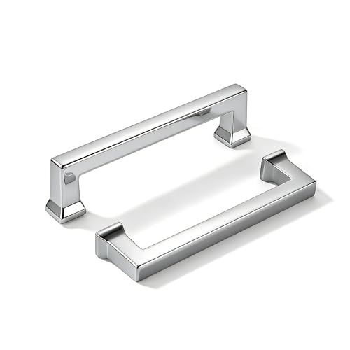 khtumeware 10 Pack 5inch(128mm) Hole Center Polished Chrome Cabinet Pulls Heavy-Duty Solid Cabinet Hardware Pulls for Kitchens bathrooms and Dresser Handle