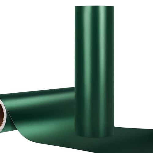 WRAPXPERT Dark Green Vinyl Metallic 12 x5ft Matte Green Permanent Vinyl Satin Metallic Green Roll for Halloween Decor Home Indoor Decor DIY Projects for Cricut Silhouette Cameo