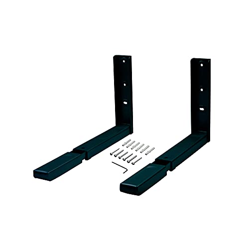 Amig - Soporte Ajustable de Pared para Microondas | Carga Máxima 40kg | Instalación Fácil | Acero Resistente, Negro, Regulable de 36 a 45cm