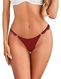Avidlove Women's Sexy Lace Underwear String Bikini Panties Ladies Cotton Undies Wine Red L